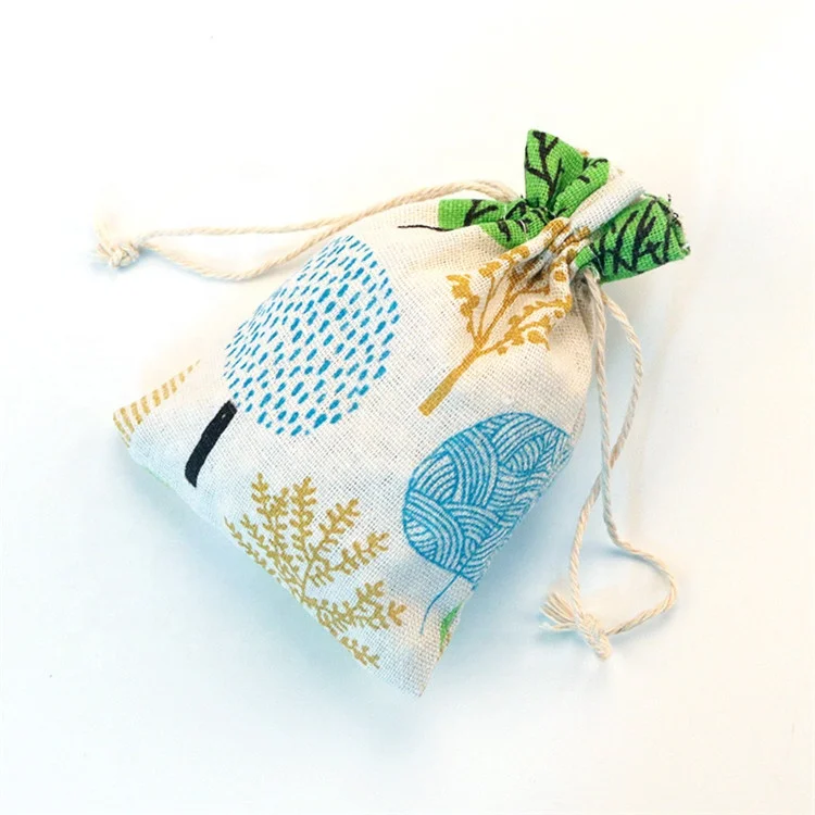 
Natural Burlap Bags Reusable Home Decor Tree Printing Gift Candy Bags Drawstring Pouch Gift Package Bags 