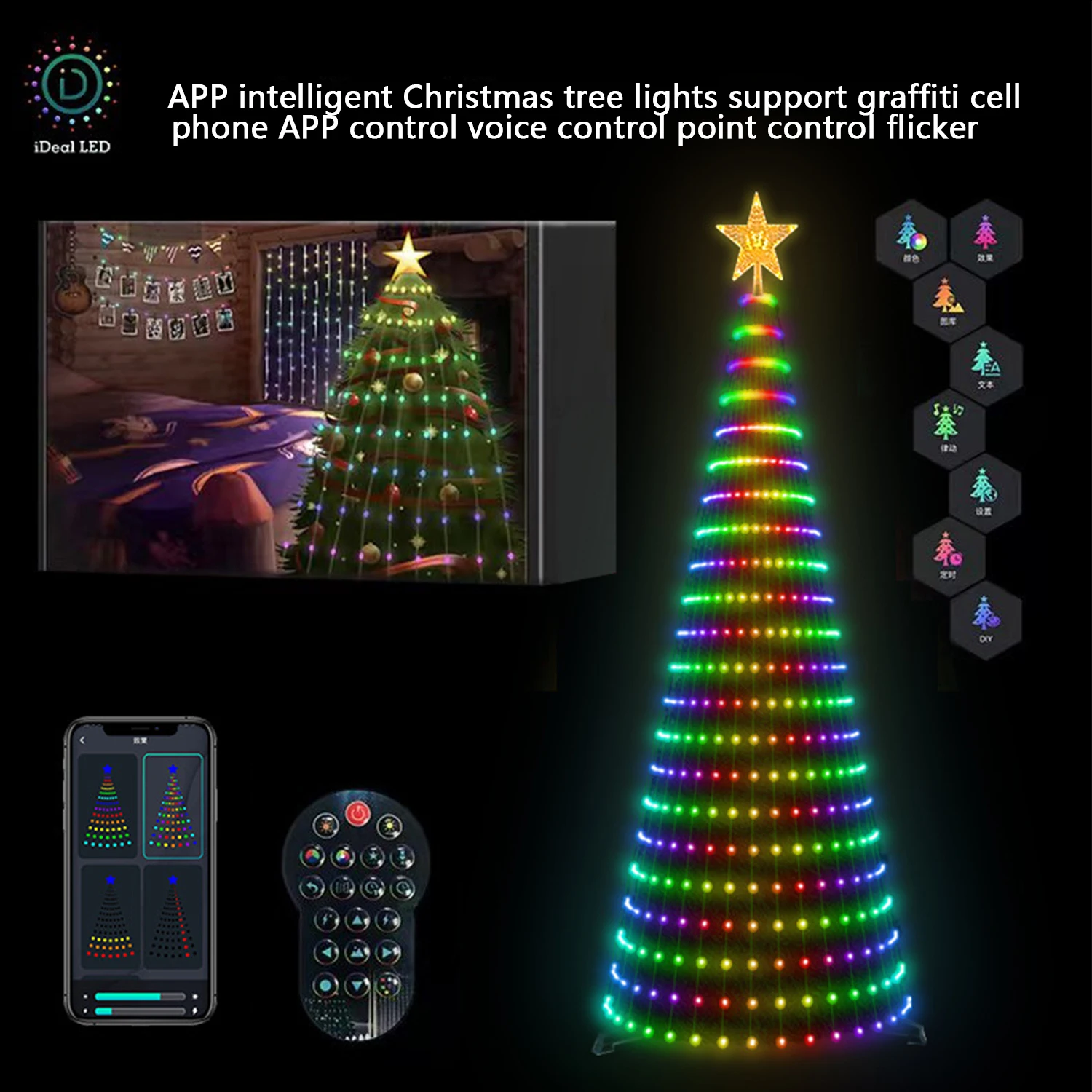 Holiday Lighting Xmas Decoration Smart Christmas Tree Lights Controlled