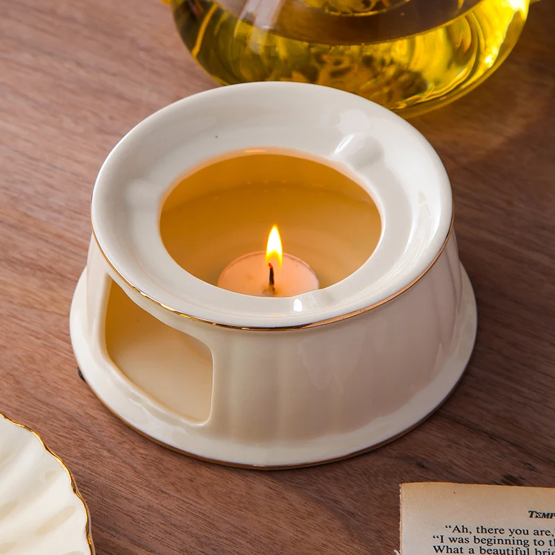 British Handle Ceramic Glass Teapot With Candle Heating Base Set European Porcelain Coffee Pot Afternoon Tea Set Home Decoration supplier