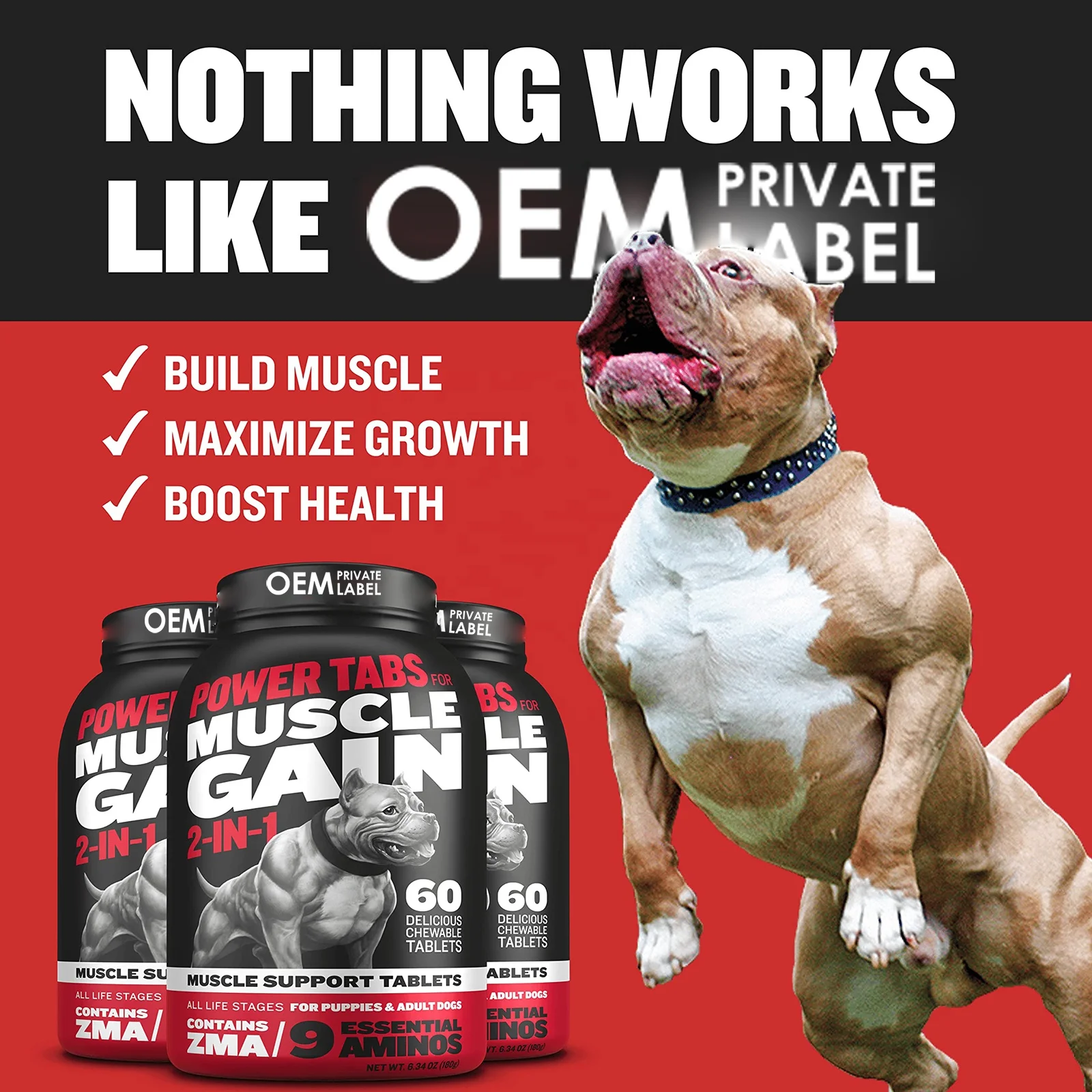 Oem Muscle Gain Multivitamin Chew Treats For Adult Dogs Promoting