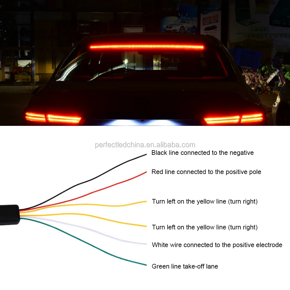 12v Car Led Strip Brake Lights 90cm Rear Tail Warning Light High Mount Stop  Lamp Flow Waterproof Auto Day Interior Accessories - Buy Auto Accessories  For Mercedes W639,Bra Strips Accessories,Led Drl Car