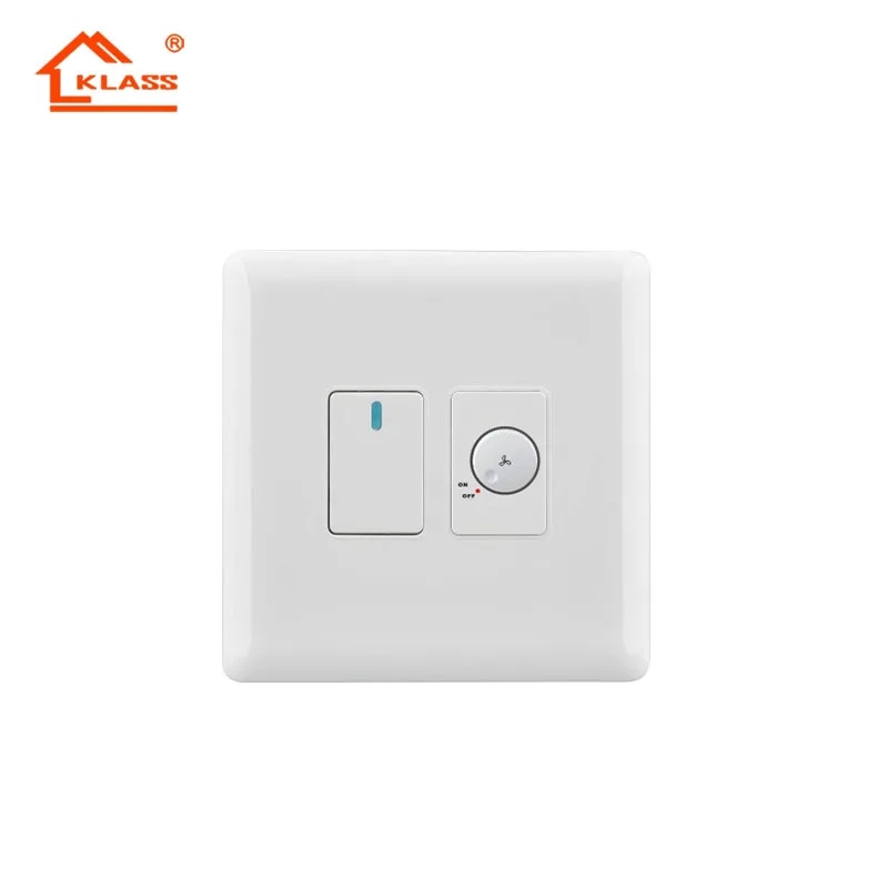 86*86mm Plastic white one gang dimmer light switch