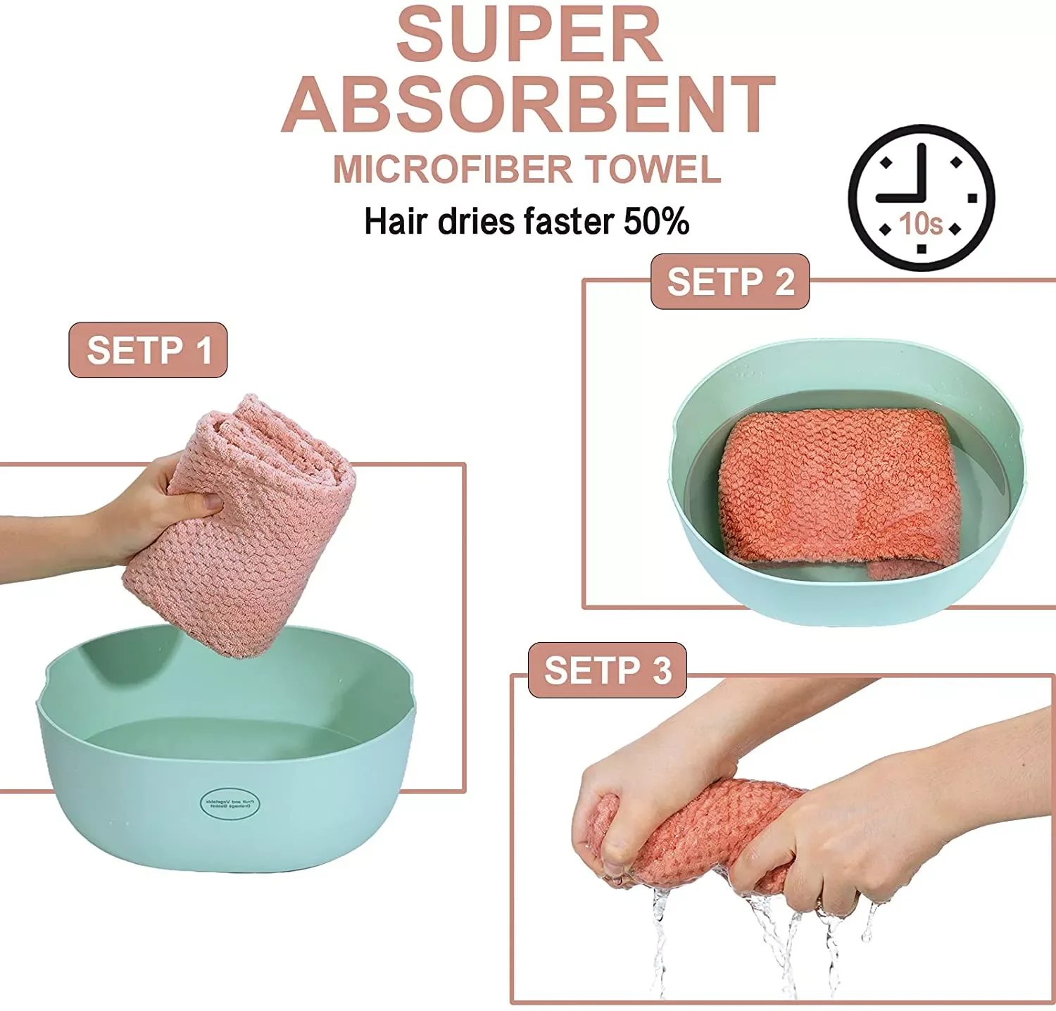 Absorbent Fast Drying Soft Women's Button Drying Turban Cap Cute Bow