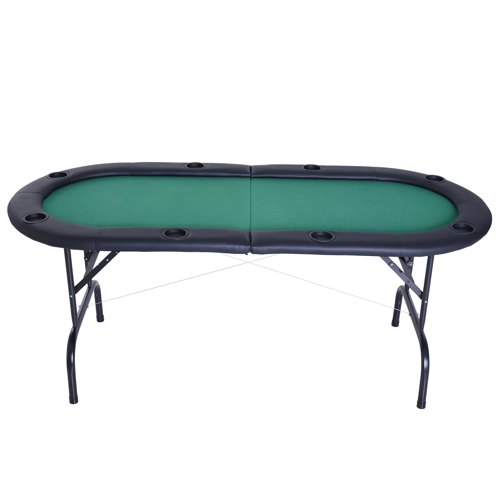 Oval Folding Texas Poker Table 8 Players Blackjack Poker Table With Cup ...