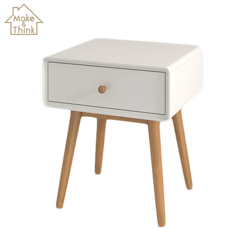 
Scandinavian white solid wooden nightstand bedside table mesita de noche 