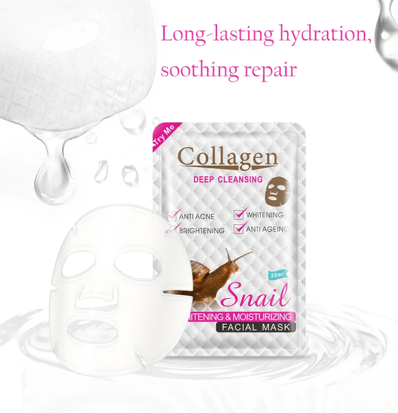 Wholesale Snail Collagen Face Sheet Mask Mascarillas Faciales Coreanas
