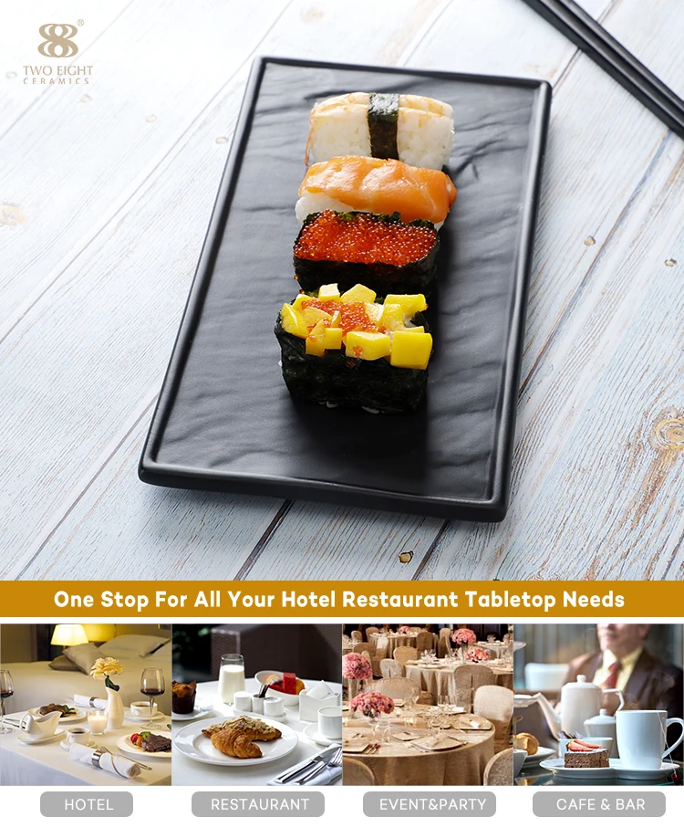 Hotel Restaurant Event Party Supplies Colorful Tableware Ceramic Porcelain Sushi Dish Black Plate*
