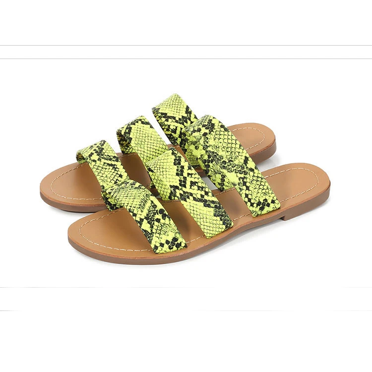 snake print sandals flat