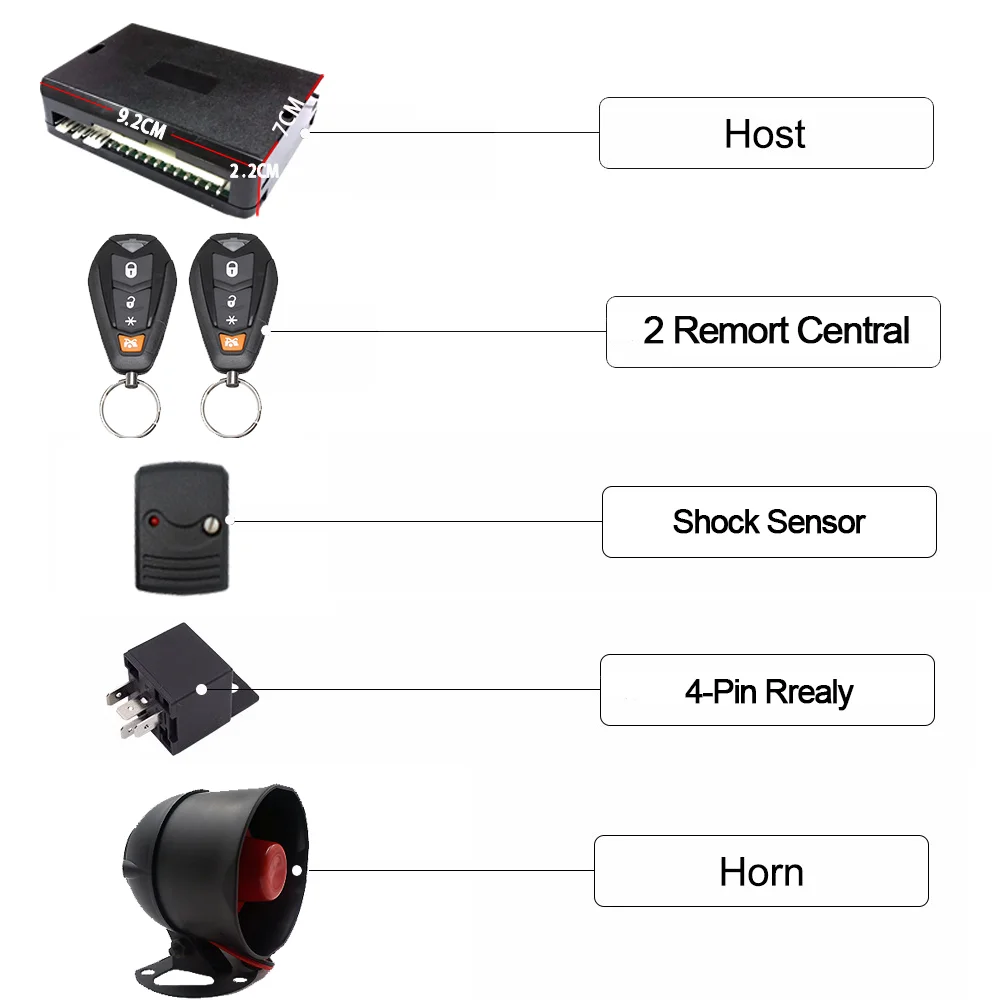 Easy Install Immobilizer System One Way Alarm Vehicle Security Car