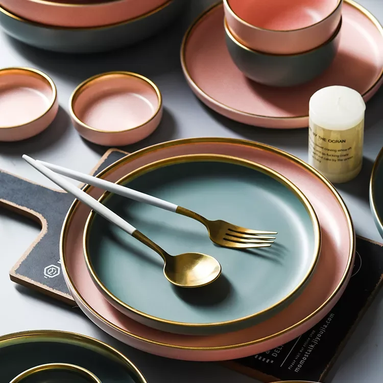 Hotel Supply Plates Sets Dinnerware Sets for 12 Pcs Porcelain Tableware Dinner Sets Ceramic Charger Plate Dish Custom Logo supplier