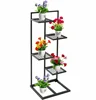 4 Tier Metal Plant Stand Flower Pots Stander Display Pots Holder for Indoor Outdoor Use, Black