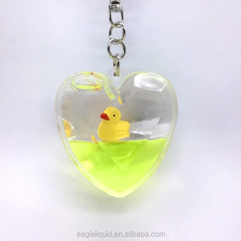 Promotion Acrylic Keychain With Liquid Inside Love Heart Floater Liquid