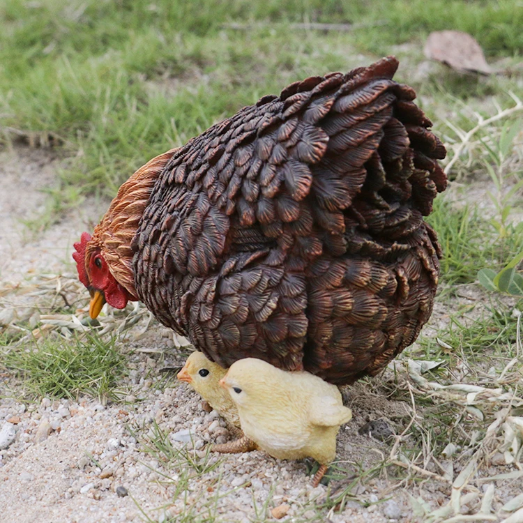 Realistic Hand Made Fiberglass Resin Rooster Figurine Statues Garden