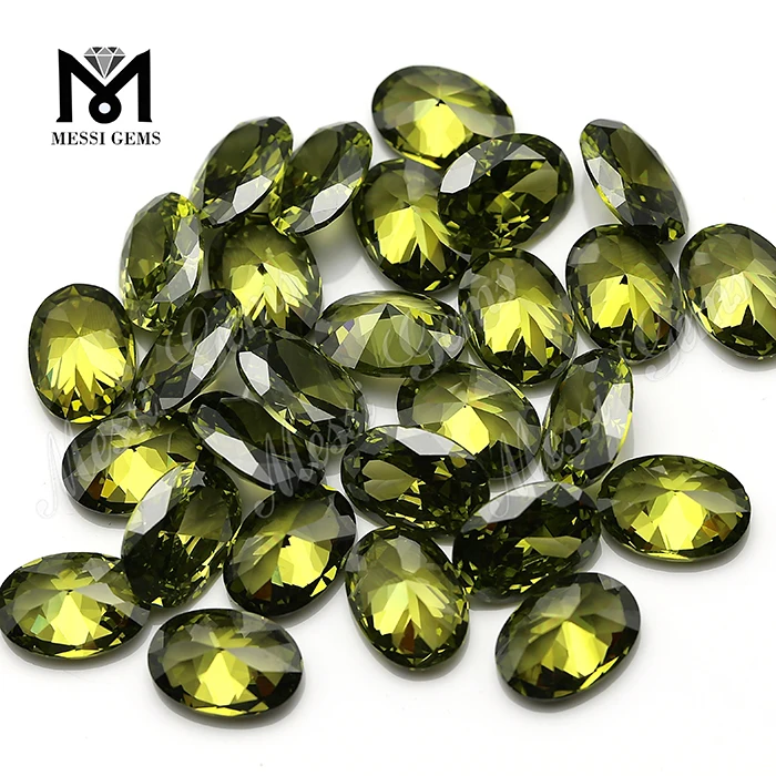 Oval Cut 5x7mm Play Color ou fogo Olive Cubic Zirconia Heat