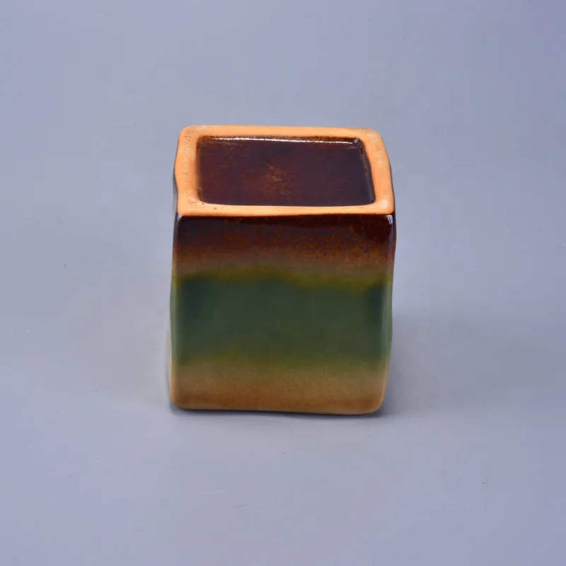 Square ceramic candle tealight holder for home decor