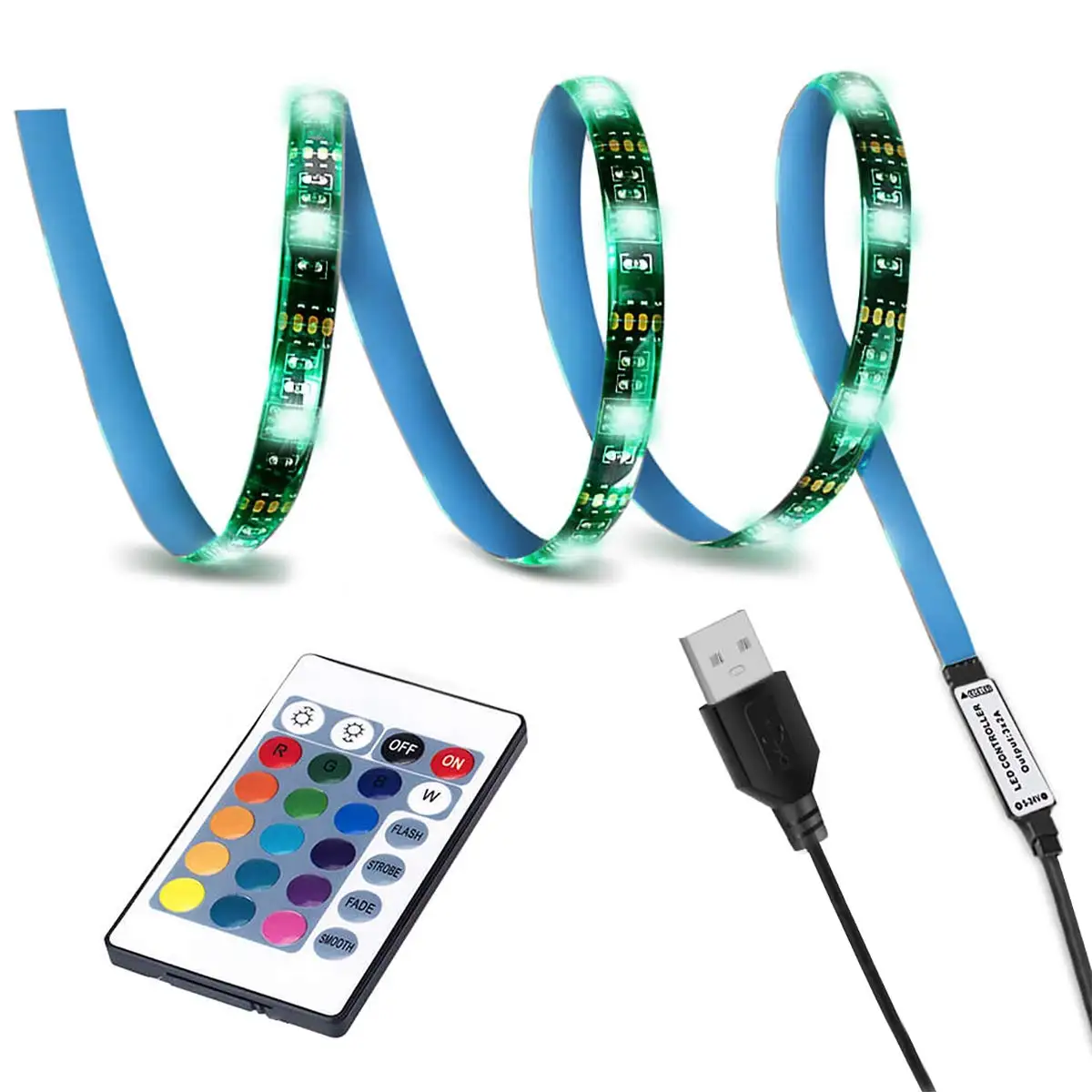 Light Kit RGB 5050 USB LED TV Strip Light Flexible Waterproof with 24 Keys Remote Control