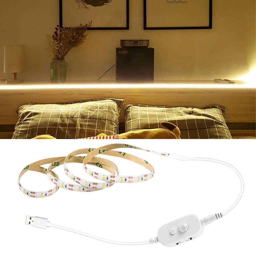 USB PIR LED Motion Sensor Light Strip Kitchen Light Wardrobe Bed Lamp 5V LED Under Cabinet Night Light For Closet Stairs 2835SMD