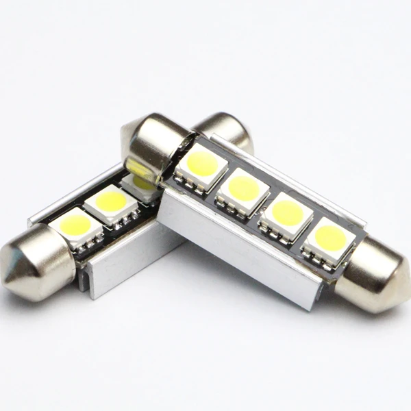 Raych 42mm 4 x SMD5050 Festoon LED Light Bulbs Error Free LED Interior Lights Dome Lights Bulbs Festoon LED Bulb - White