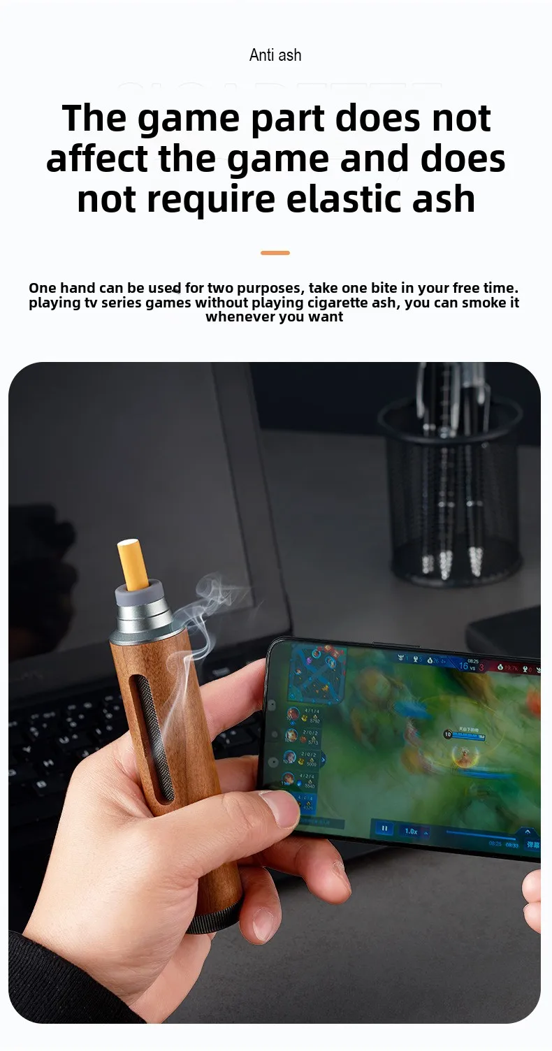Wholesale Modern Portable Ashtray Cigarette Holder Ash Packed Smokeless Wooden Ash-free Car Handheld Ashtray Smoking Accessory