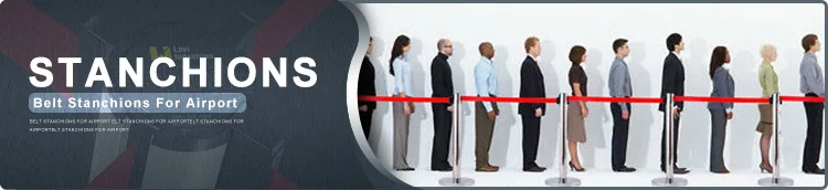 Black airport museum potelet crowd control queue retractable stanchion barrier