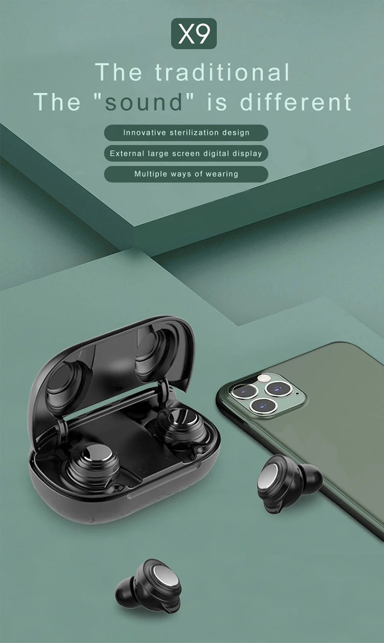 Itop New Product Private Mold X9 Pro Waterproof TWS Wireless Earphone Bluetooth V5.0 Earbuds Headphone - ANKUX.COM
