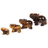 Natural Tiger-Eye Quartz Carved Elephant Gemstone Crystal Animal Figurine