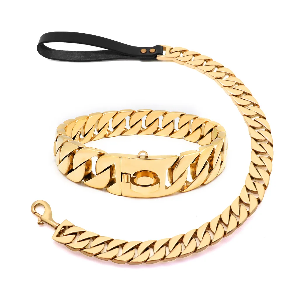Luxury Gold Collares De Perros Pet Big Hip Hop Leads Chains Kit Dog ...