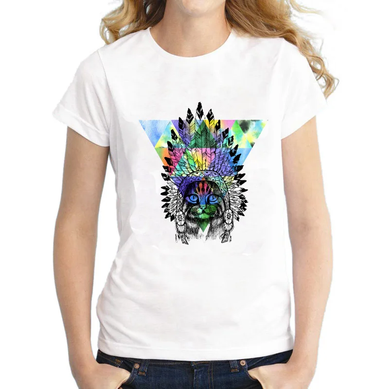 Wholesale Women Short Sleeve Graphic Tees Tops Cat Print Fashion Harajuku White T-shirts - Buy 