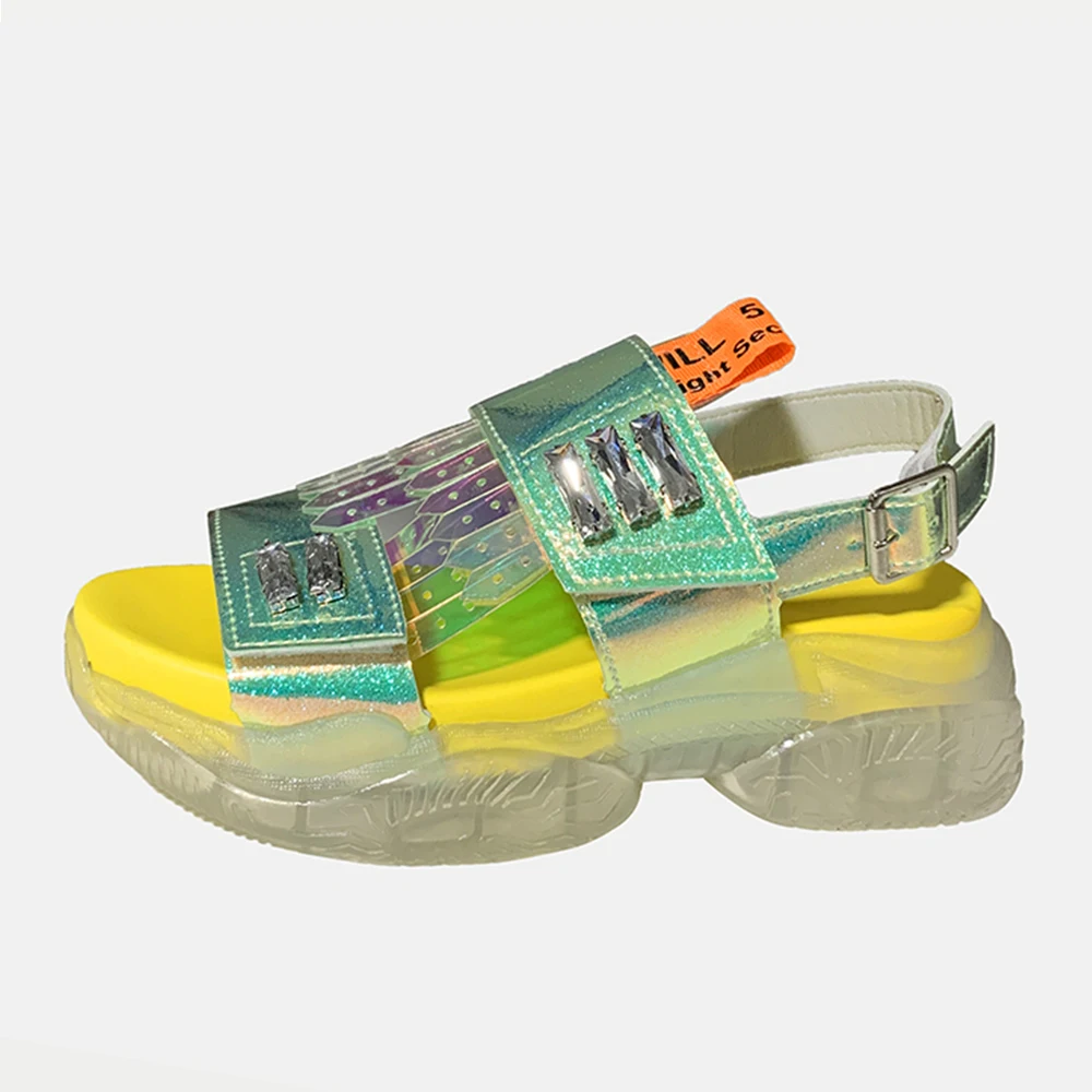 
Wholesale orange yellow shoes flat ankle strap sandals 