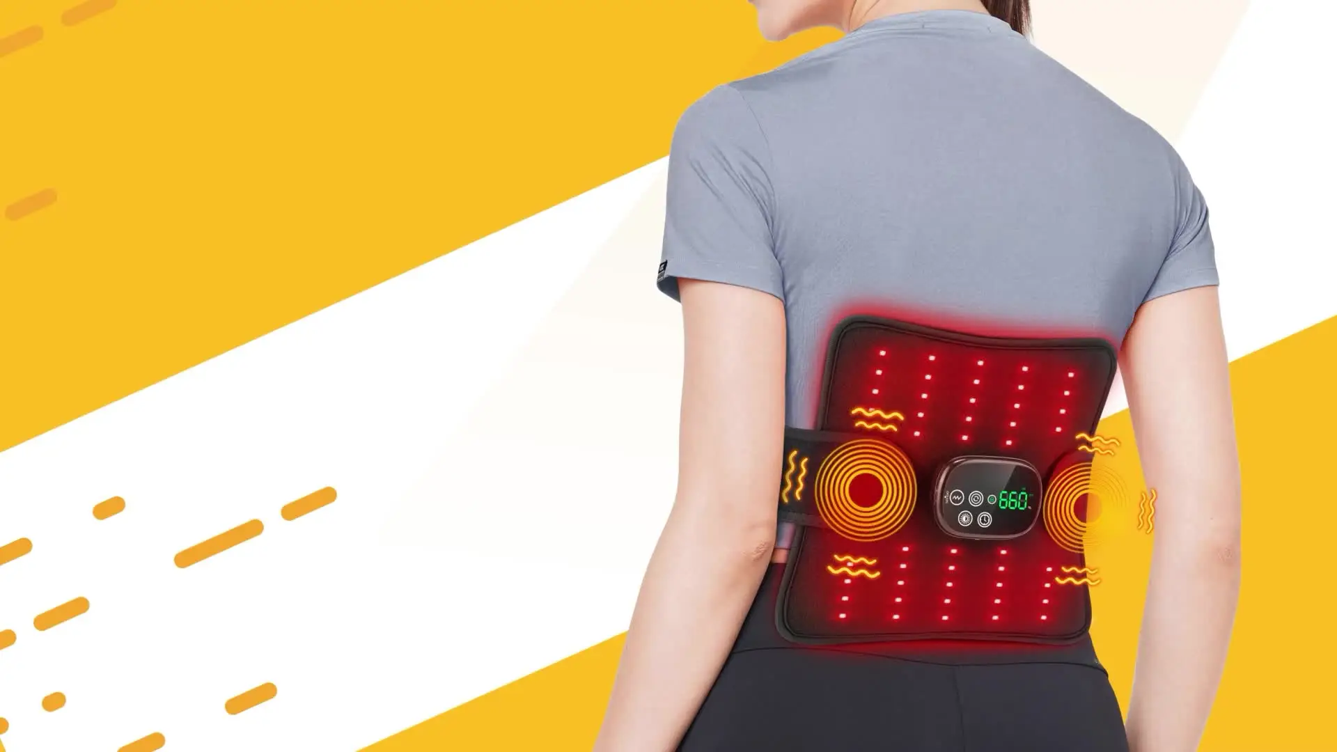 Pain Relief Wireless LED Vibration Arm Knee Belly Back Massage Pad Red  Light Therapy Waist Massager