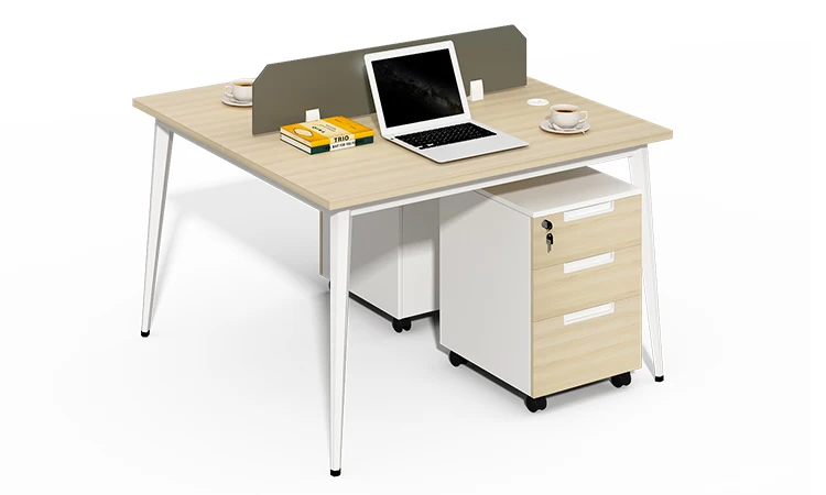 Contemporary double sided workstation office desk with drawers