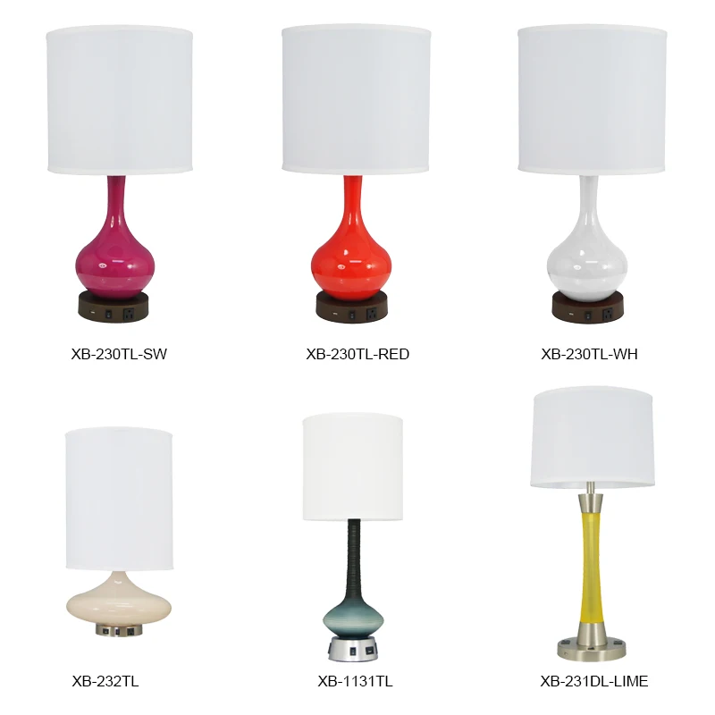 Decorative Office Home Hotel Bedroom Table Desk Resin Lamp Lighting with USB Charging Port