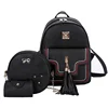 New Fashion 3pcs/set Women Backpack Fringe rivet casulal shoulder bags korean wholesale pu leather student travel backpack