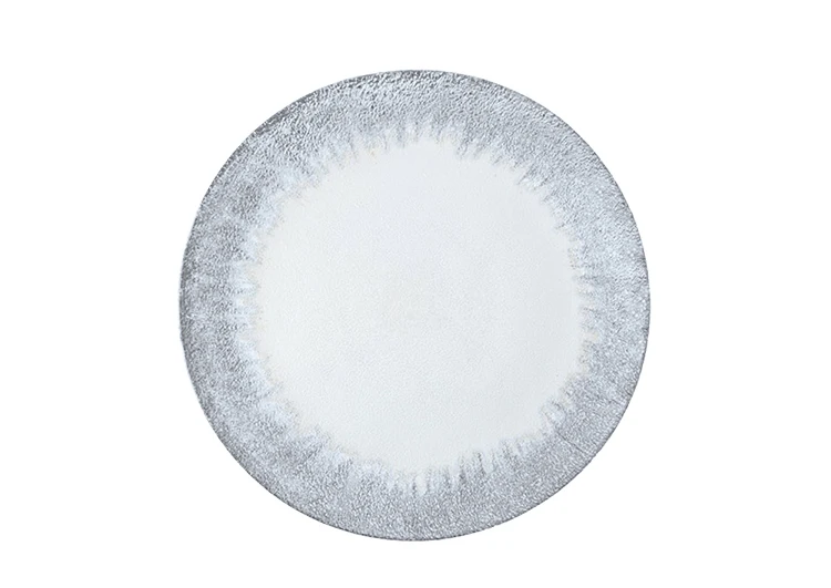 high quality wedding used elegant decoration underplates tableware glass charger plates set with gold silver trim