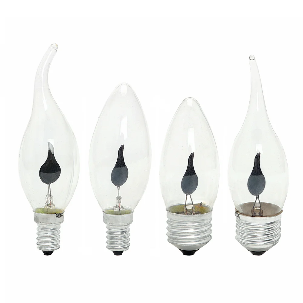 3W Edison Flickering Tip Candle Bulb E27 220V Screw Energy Saving Decorative Lamp Fire Flame Light Bulb C35
