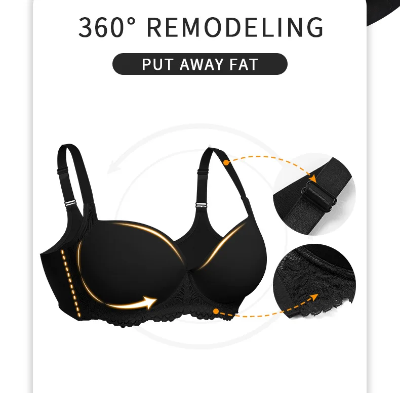 Cross-Border Large Size Bras Anti-Sagging & Breathable V2109005 Model with Steel Ring & Gathered Cups for Large Chest Wholesale