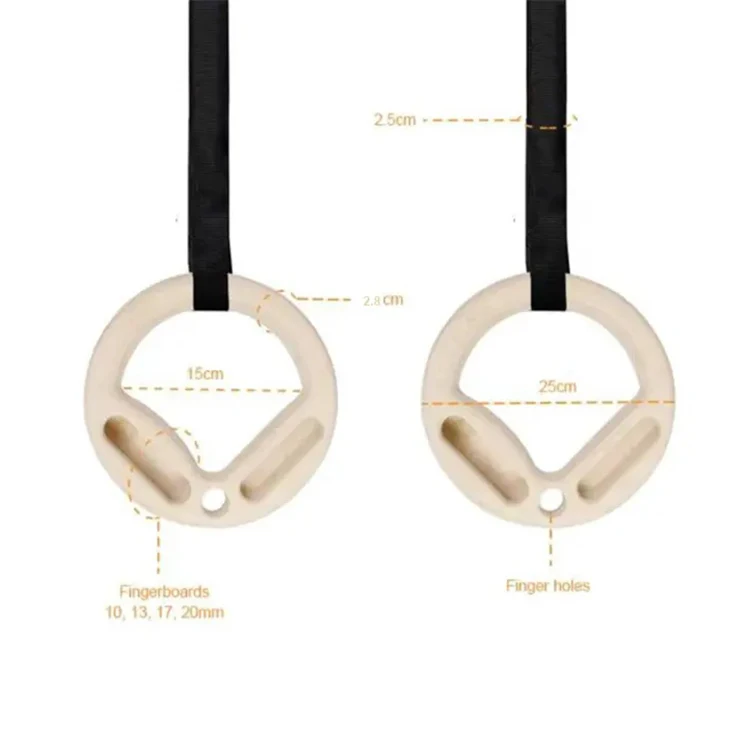 Uniq Custom Wooden Gymnastic Rings With Adjustable Number Straps Pull