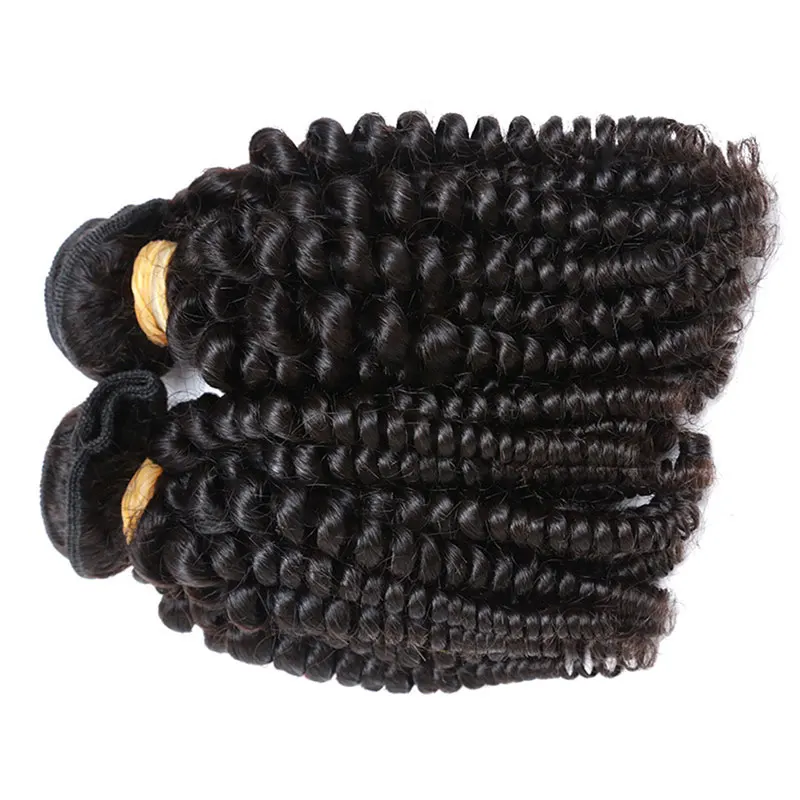 Double Drawn Funmi Curl Human Hair Bundles With 4*4 Closure Top Quality Unprocessed Virgin Brazilian Human Hair Weft