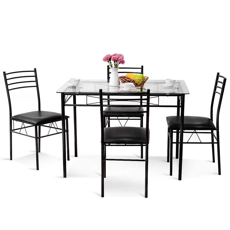 Black Tempered Glass Top Table And Chairs Kitchen Dining Room Furniture Dining Table Set Buy Black Tempered Glass Top Dining Set Oval Glass Top Dining Table Cheap Dining Table Product On Alibaba Com