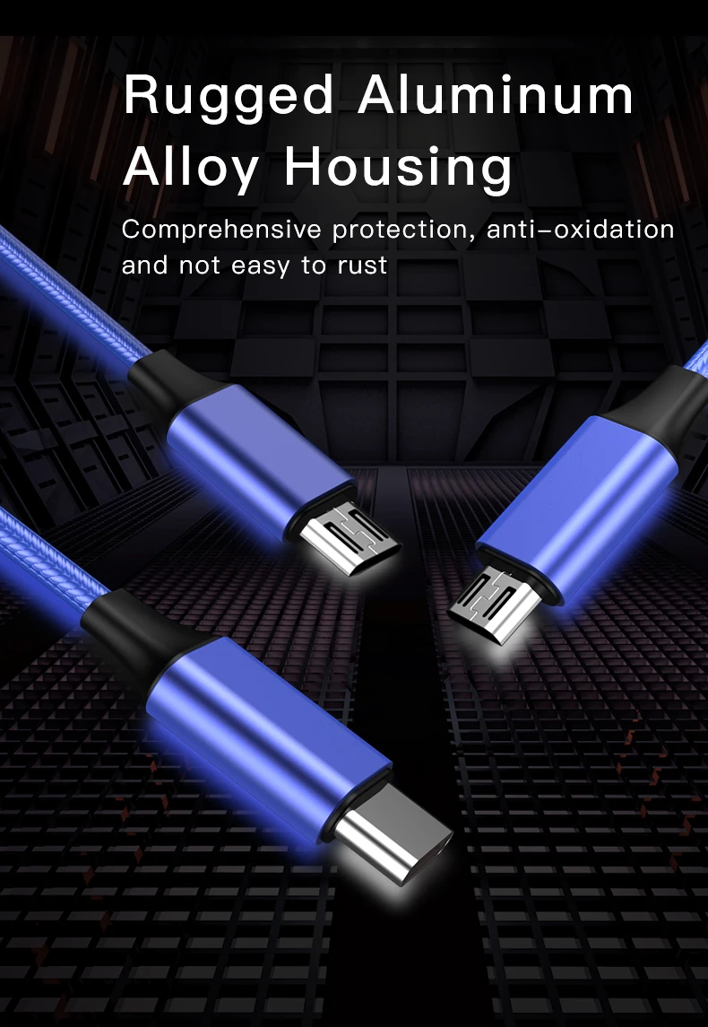 Best Selling 15CM Nylon Braided 3 IN 1 Phone Charging Cable Multi USB Cable For IPhone For Android And Type C - ANKUX.COM