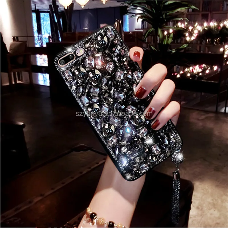 Luxury glitter bling Jewelled Rhinestone Crystal Diamond Soft Back Free Sample Phone Case Cover For iPhone X 6s 7 8 Plus 5 SE XR