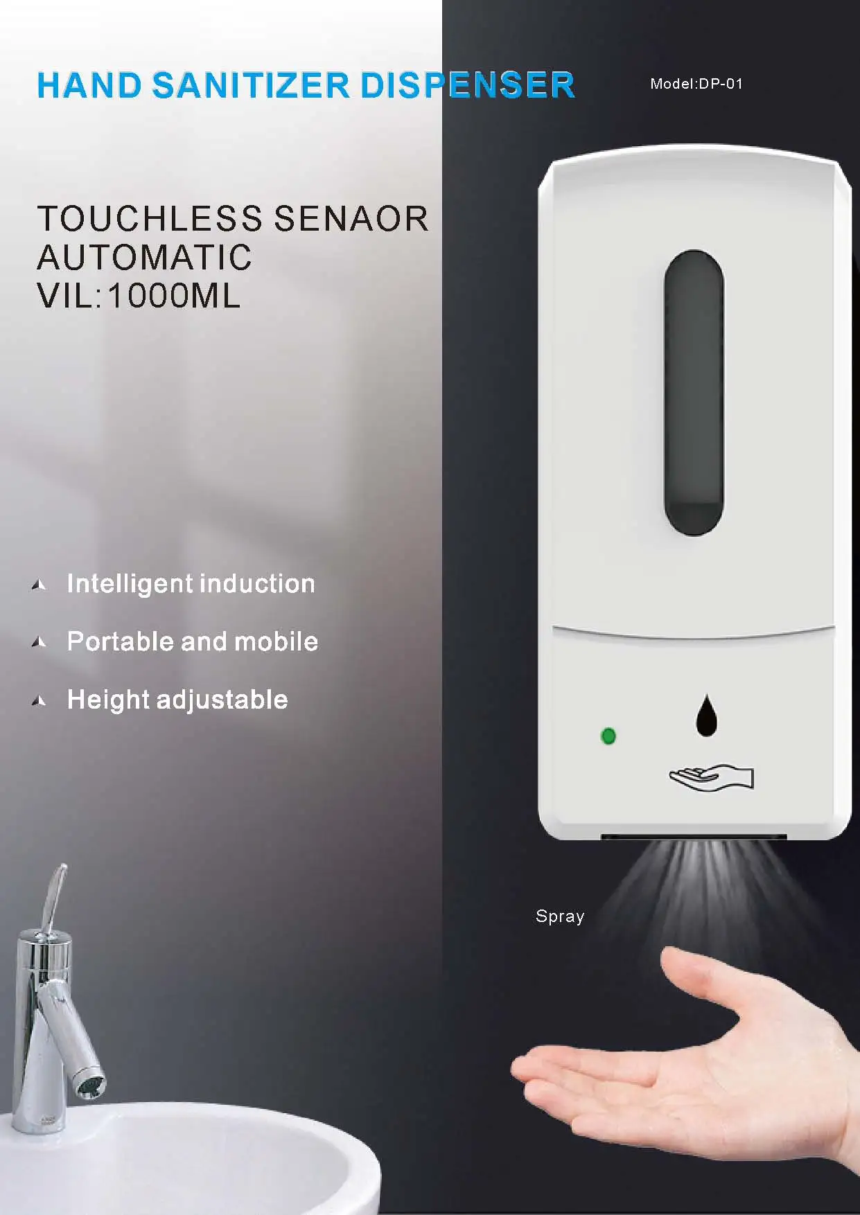 Automatic Soap Dispenser Sanitizer Dispenser 1000ml Touchless Spray