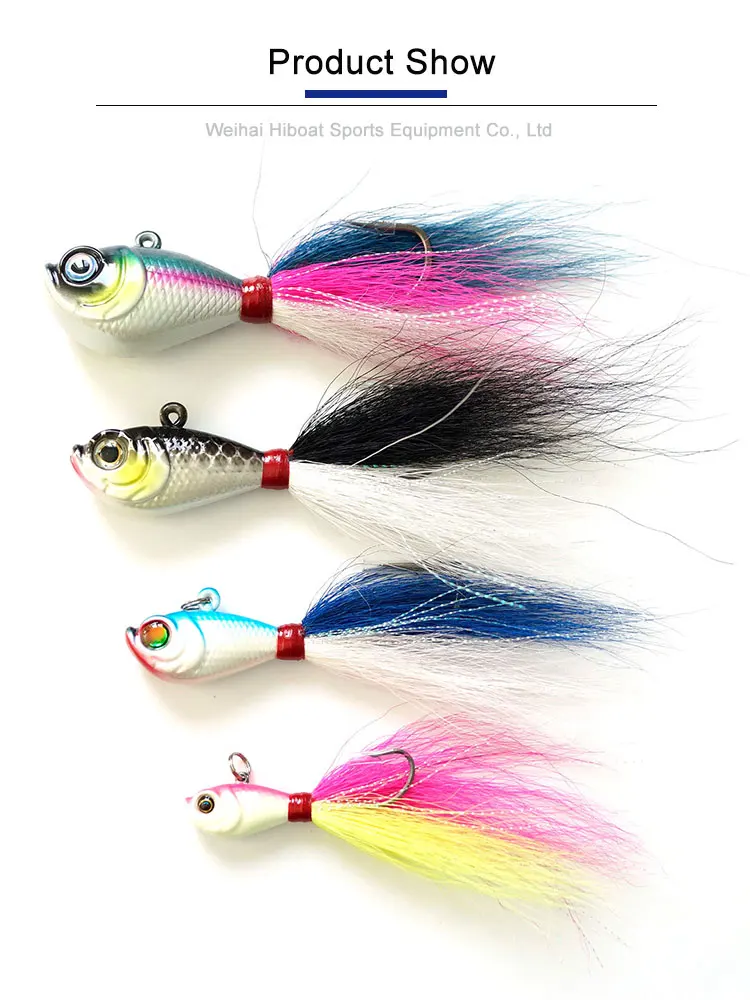 Seasky Jig Head Lead Bucktail 1oz Hand Tied Bucktail With Mylar Accents ...