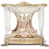 2019 Baroco Style Italian Palace Wooden Carved Angel King/Queen Bed, Black Plum A6 Luxury Versailles Court Bedroom Furniture set