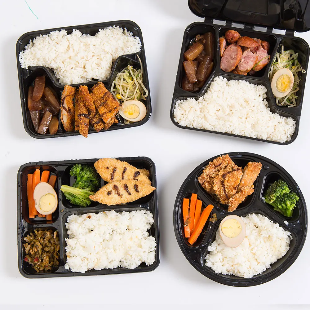 4 Compartment Restaurant Food Containers Disposable Plastic Take Away Bento  Lunch Box 4 Part With Divider - Buy Disposable Plastic Take Away Bento