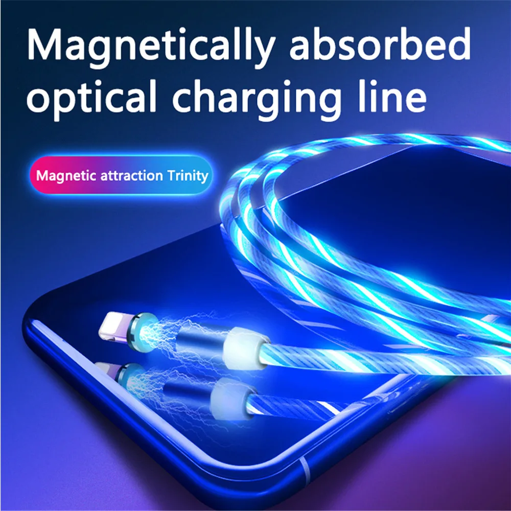 3 in 1 Mobile Phone Upgrade 2.4A Led Flowing Light Multi Magnetic Usb Cable - ANKUX.COM
