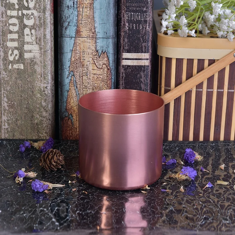 Vintage Plating Pink Metal Candle Jars Metal Container for Wedding Decoration supply