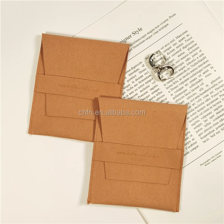 Customize Microfiber Fabric Envelop Small Luxury Jewelry Packaging Pouch Microfiber Bag With Enbossed