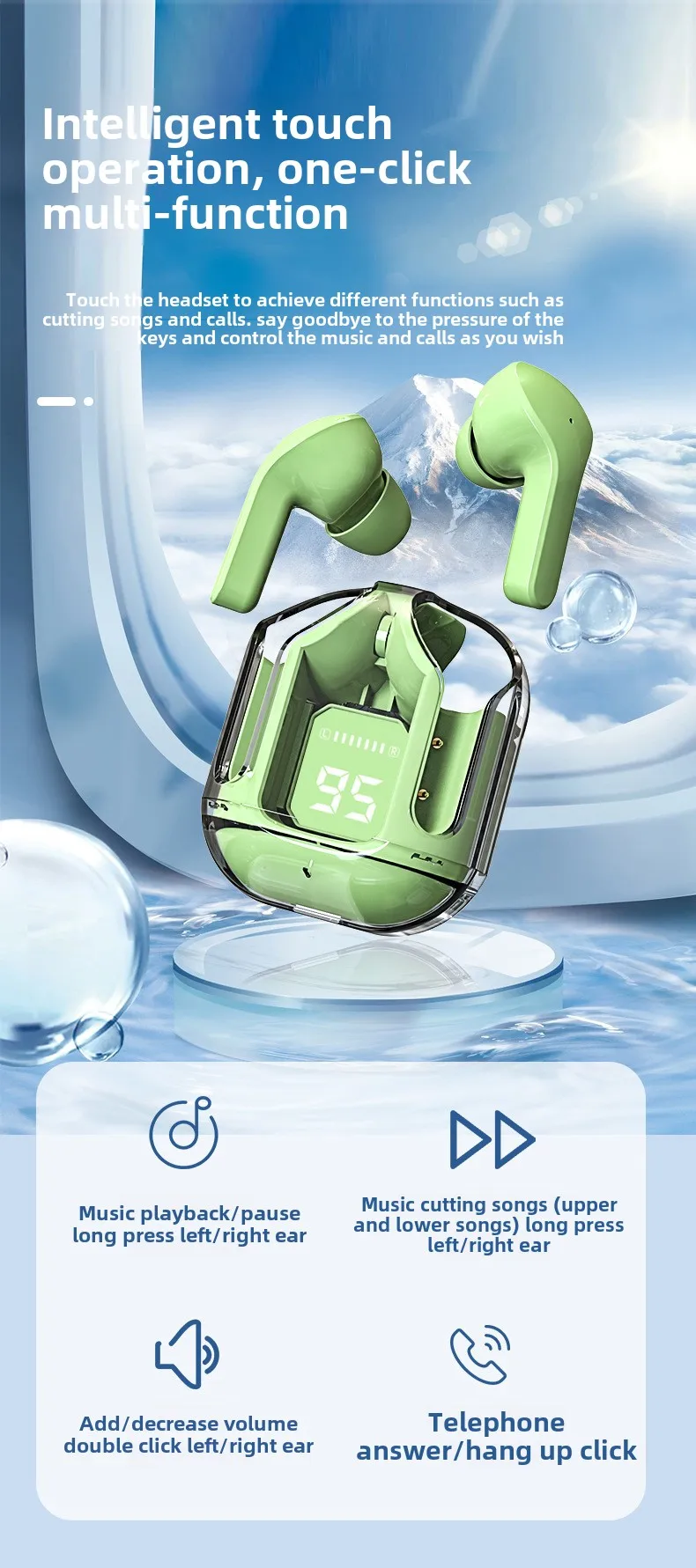Air31 40H Noise Cancelling TWS Wireless In-Ear Headset with LED Display Sports Bluetooth Earbuds for Cross-Border Use for DJ