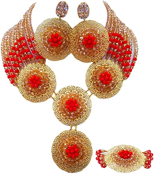 African Beads Jewelry Set 2019 Nigerian Wedding Necklace And Earrings For Women